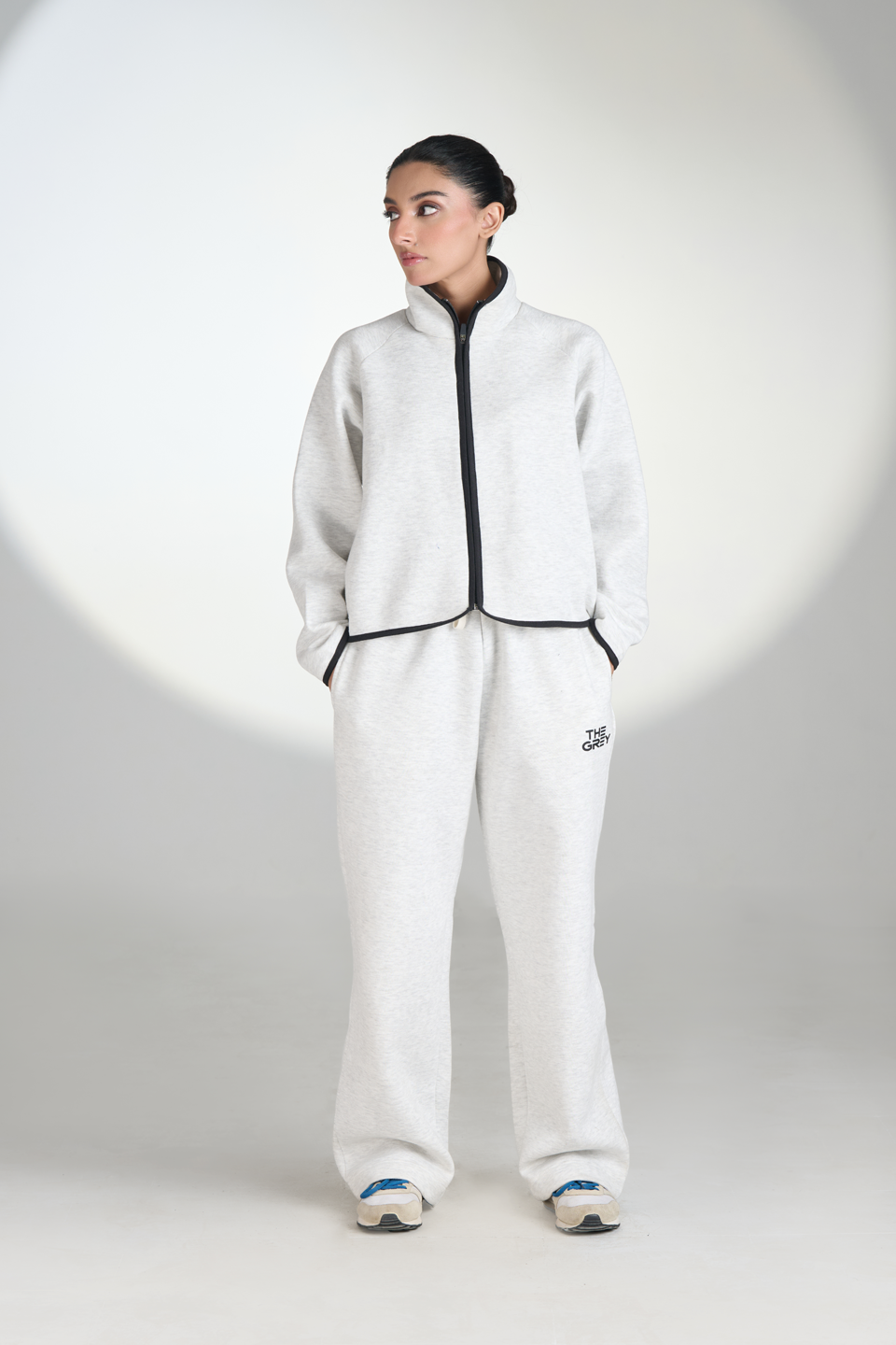 Fleece Zipper Track Jacket (Oatmeal)