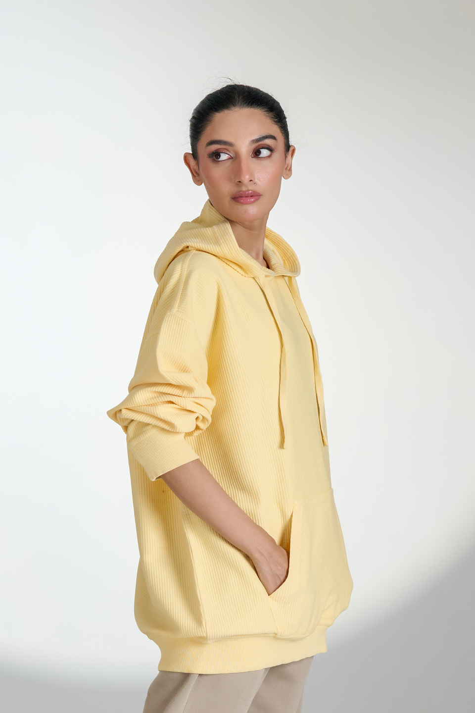 Corduroy Pull Over Hoodie (Yellow)