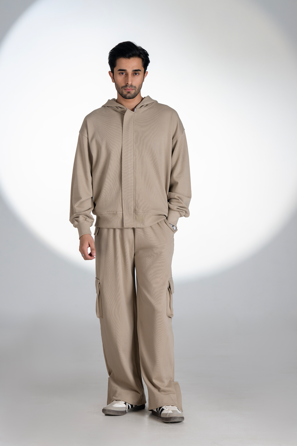 French Terry Zipper Hoodie (Beige)