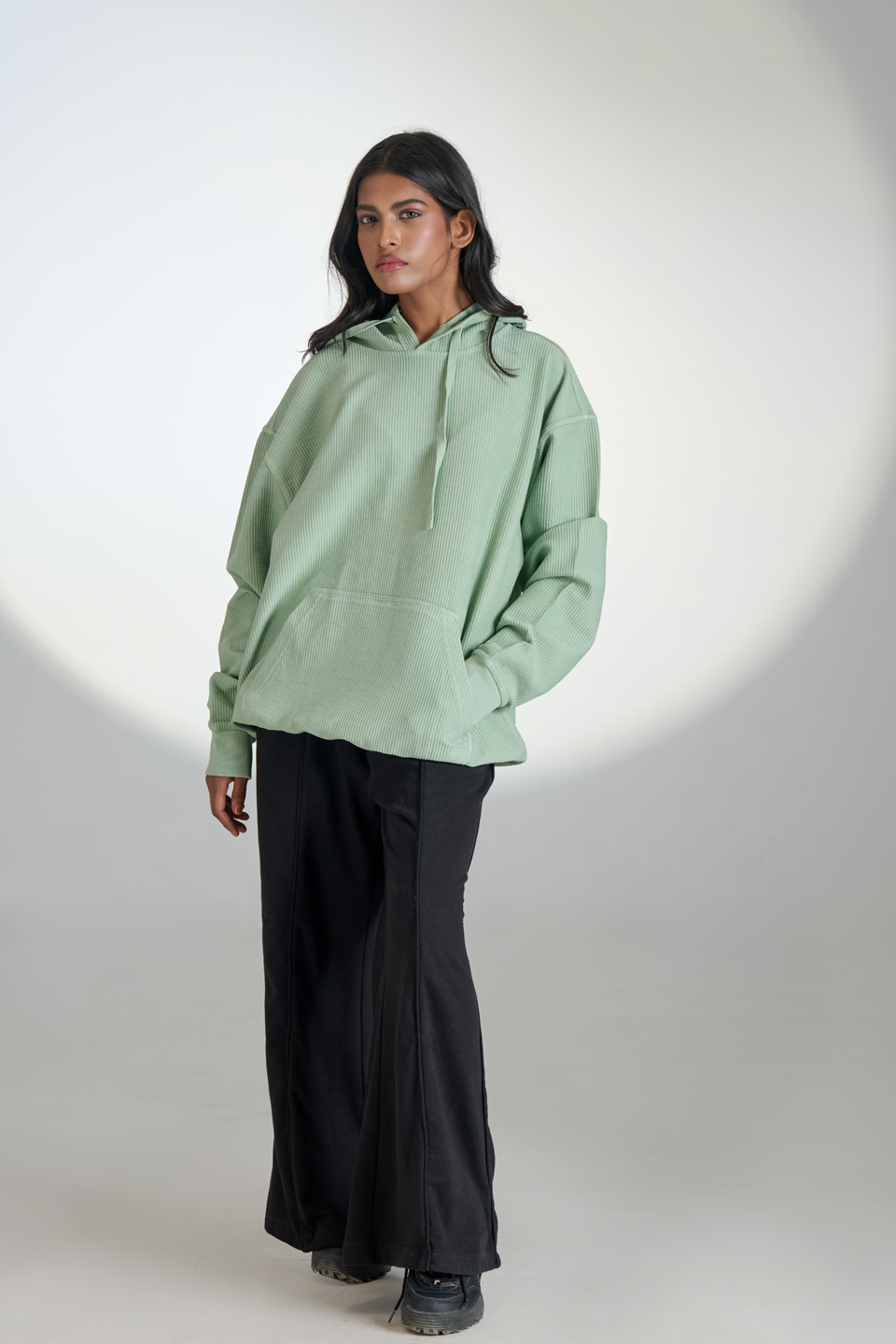 Corduroy Pull Over Hoodie (Mint Green)