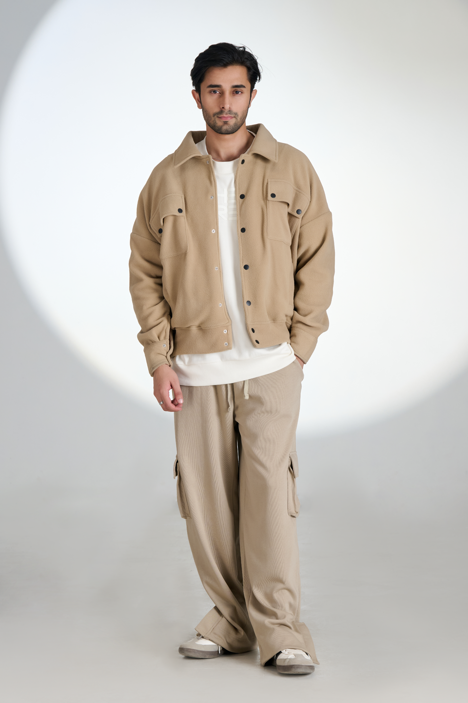 Polar Fleece Multi pocket Jacket (Beige)
