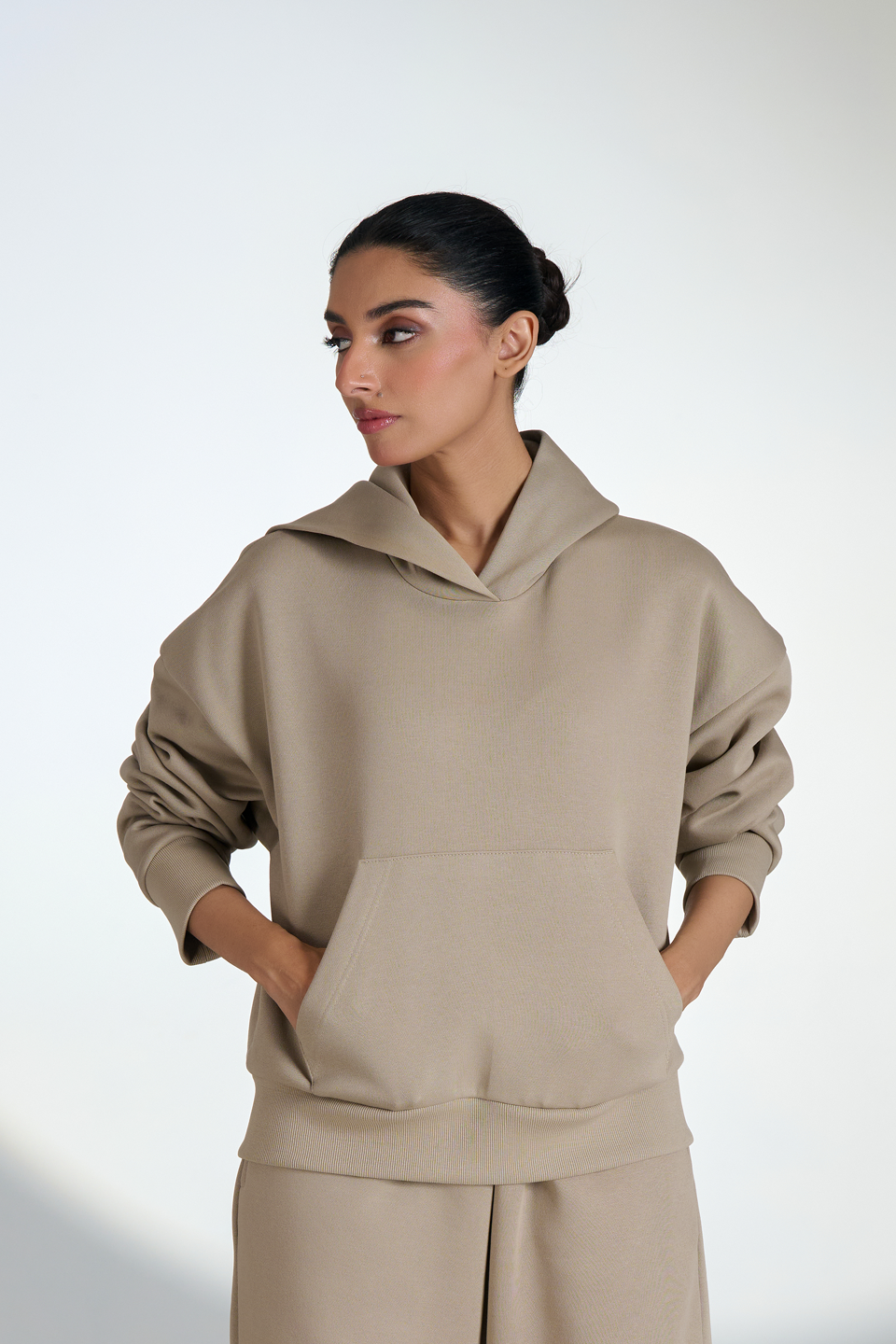 Fleece Pullover Hoodie (Beige)