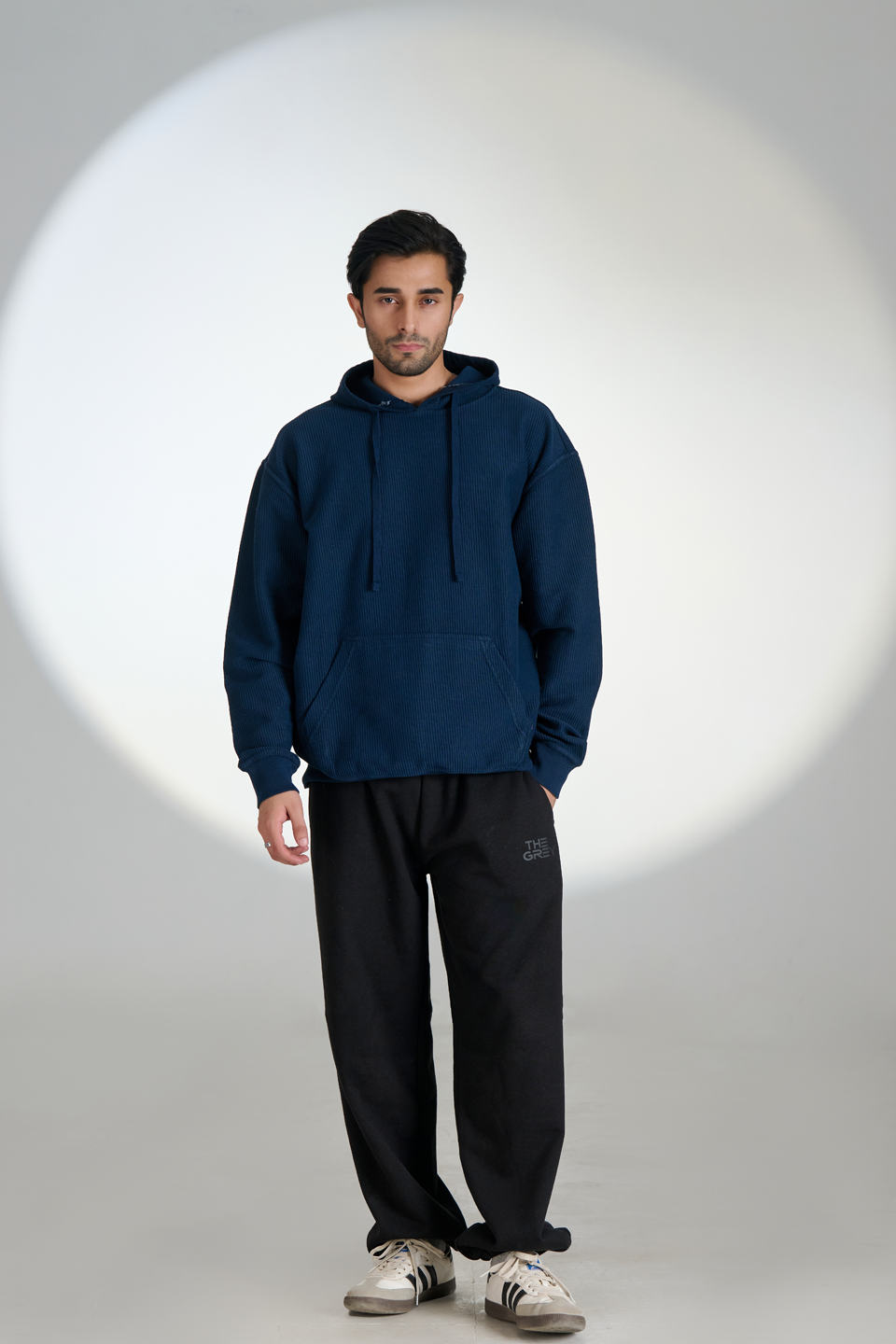 Corduroy Pull Over Hoodie (Navy)