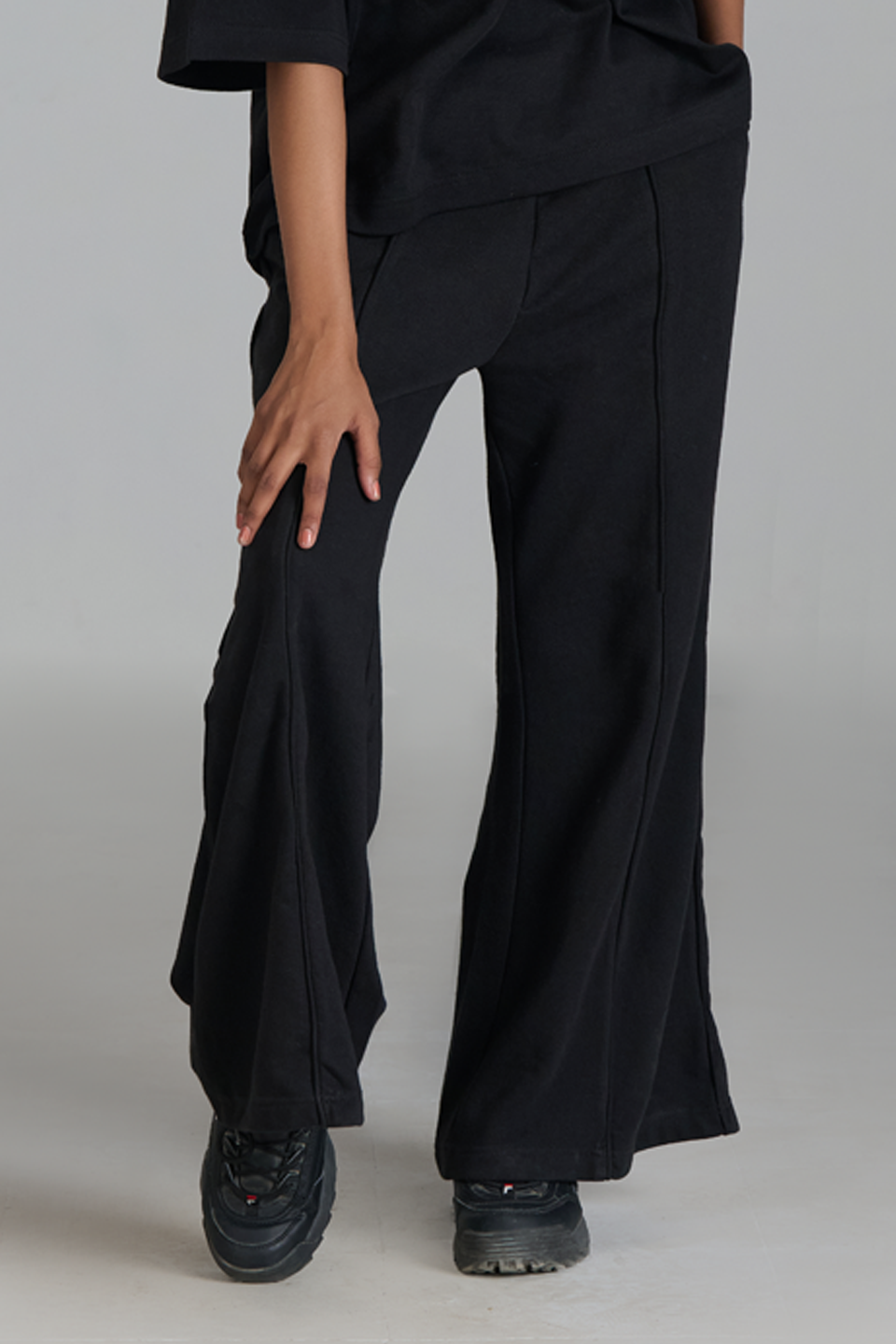 Interlock Wide Leg Trousers (Black)