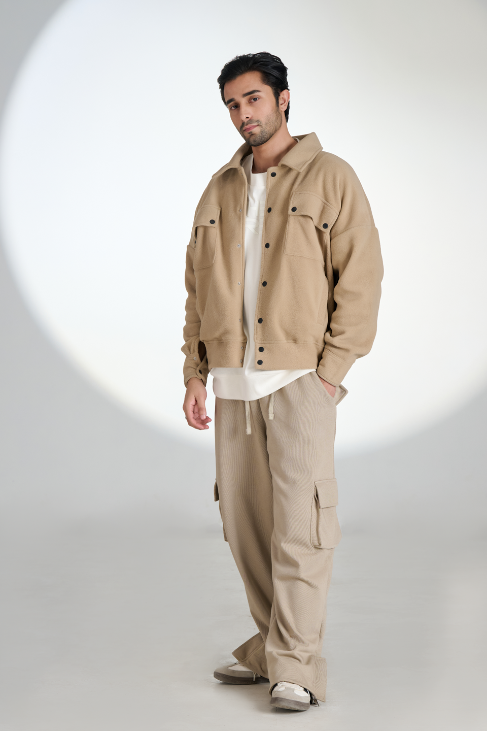 Polar Fleece Multi pocket Jacket (Beige)