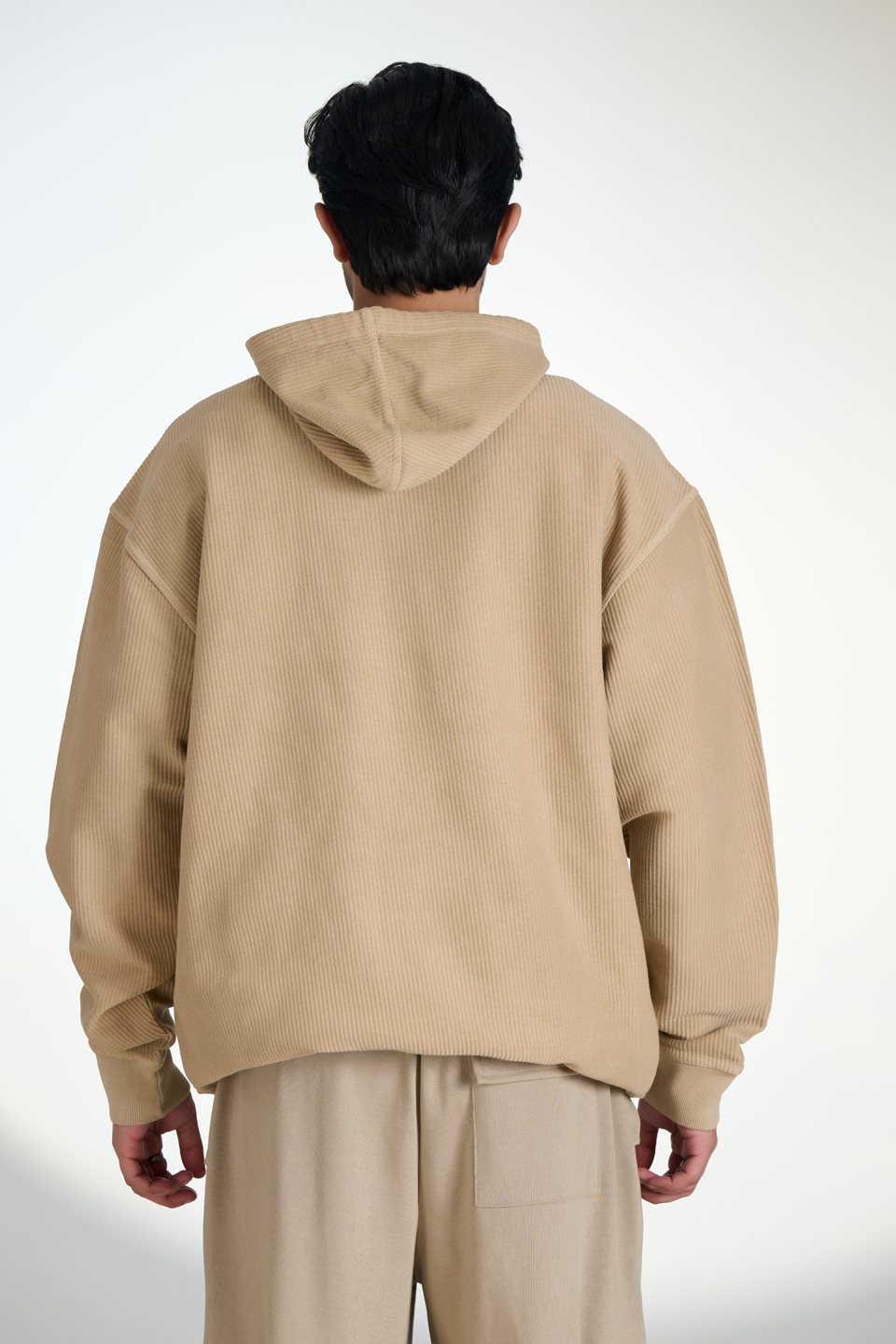 Corduroy Pull Over Hoodie (Beige)
