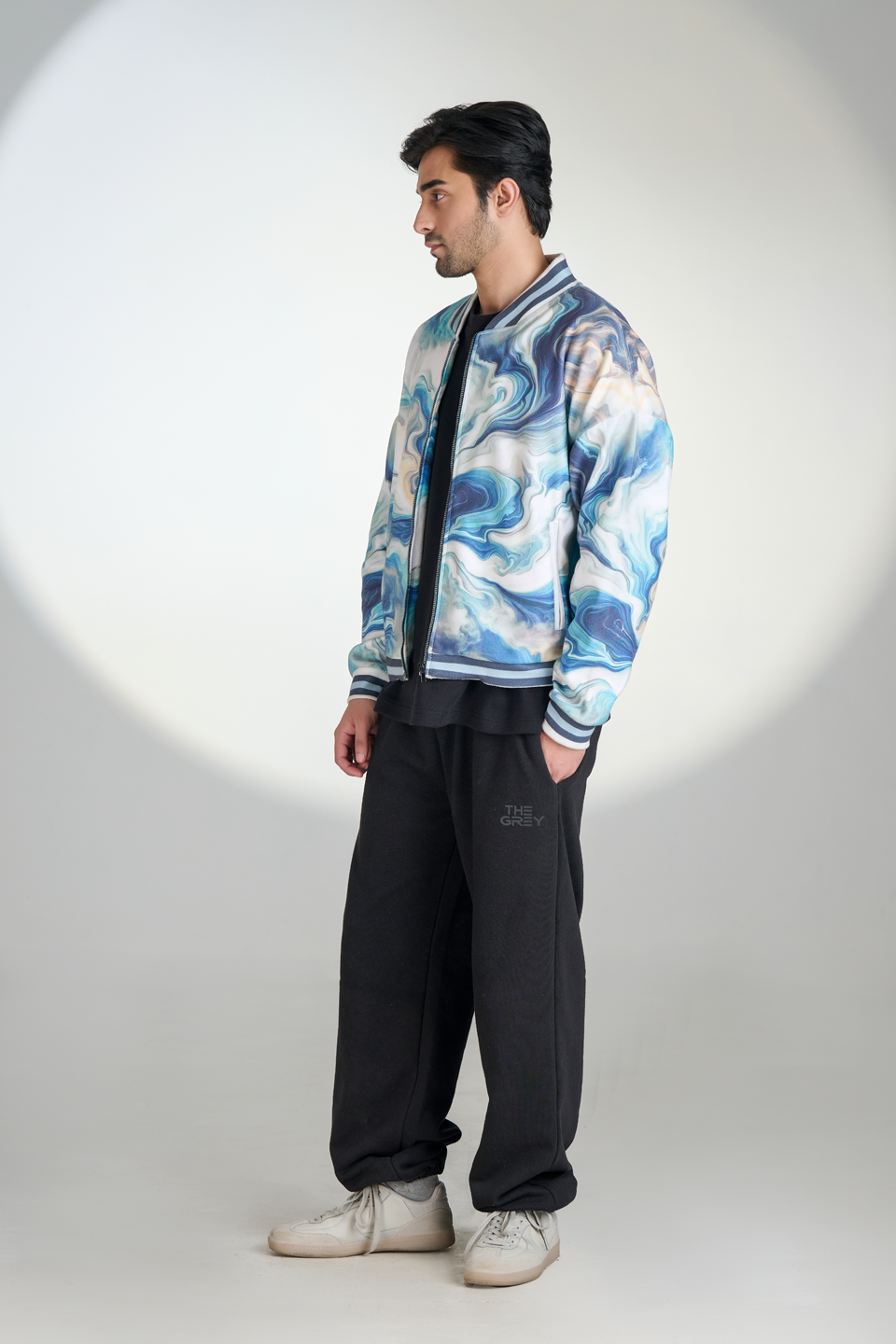 Polar Fleece Digital Print Zipper Bomber (Marbelling)