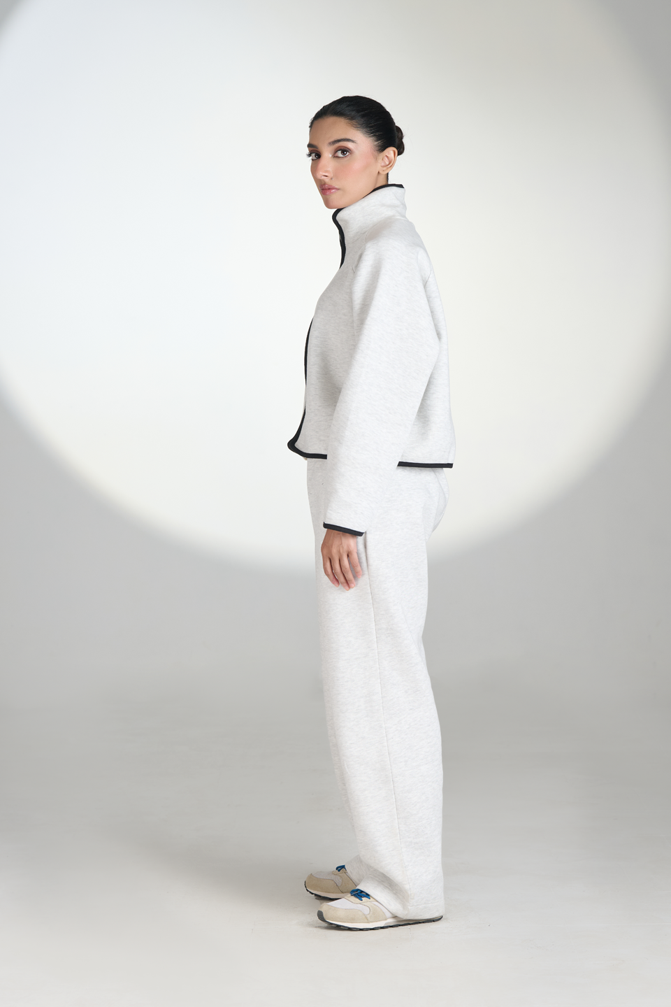 Fleece Zipper Track Jacket (Oatmeal)