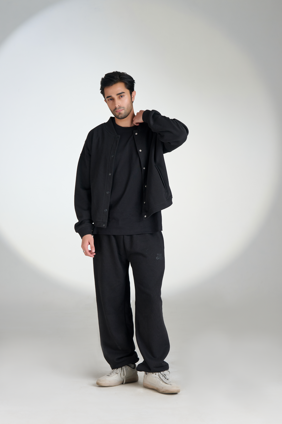 French Terry Button-Down Bomber (Black)