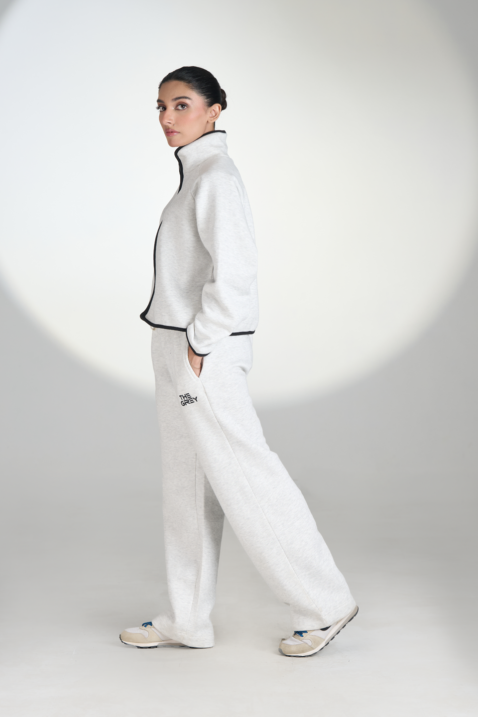 Fleece Zipper Track Jacket (Oatmeal)