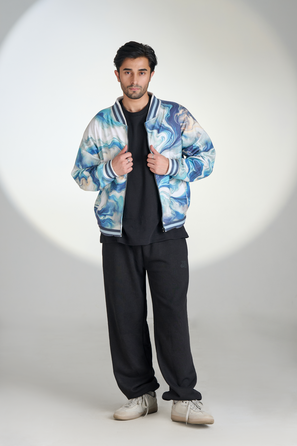 Polar Fleece Digital Print Zipper Bomber (Marbelling)