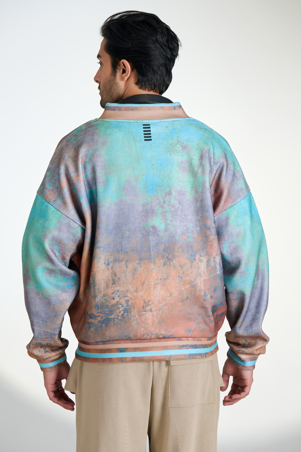 Polar Fleece Digital Print Zipper Bomber (Rust Diffuse)