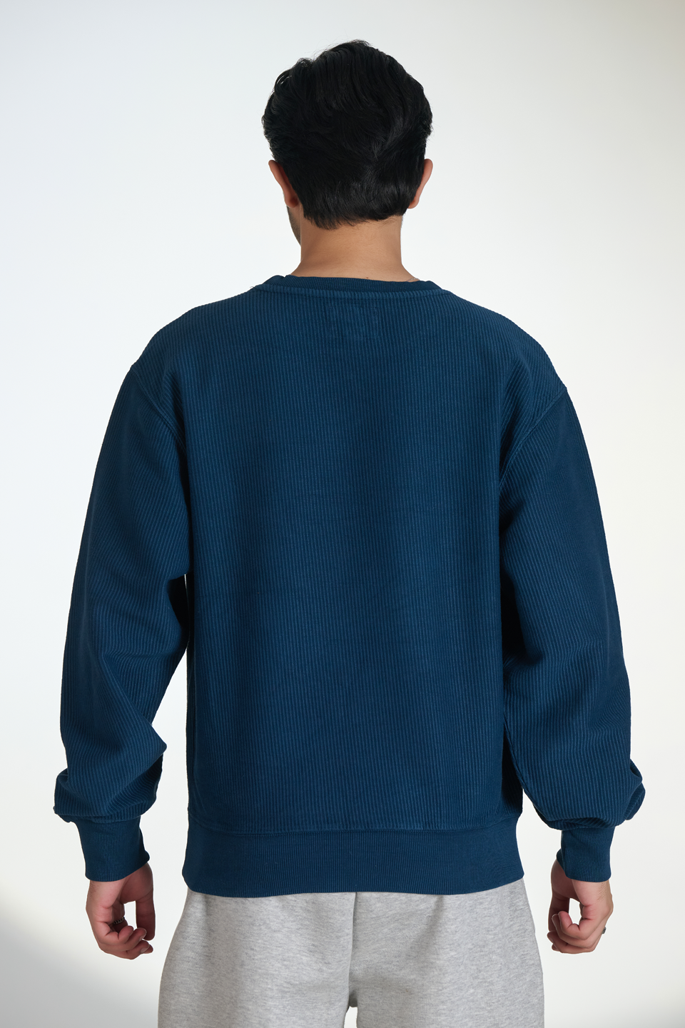 Corduroy Crew Neck Sweatshirt (Navy Blue)