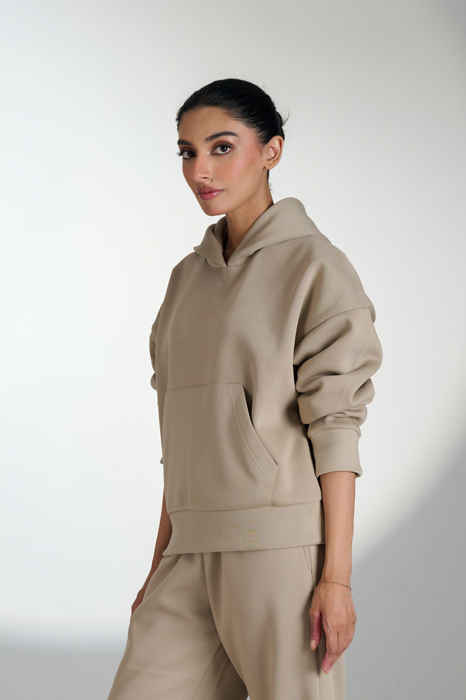 Fleece Pullover Hoodie (Beige)
