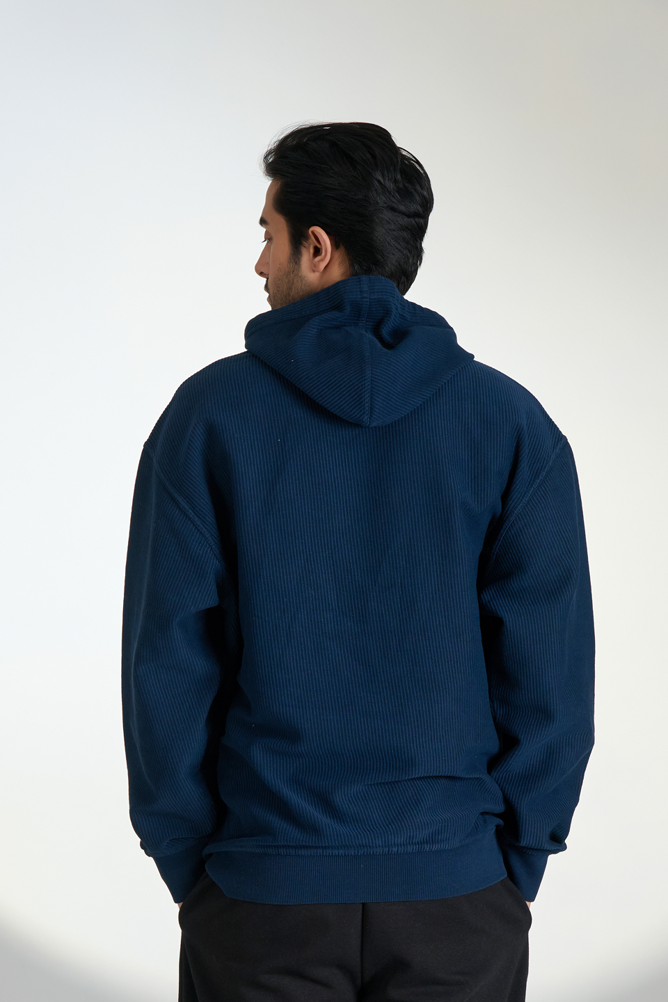 Corduroy Pull Over Hoodie (Navy)