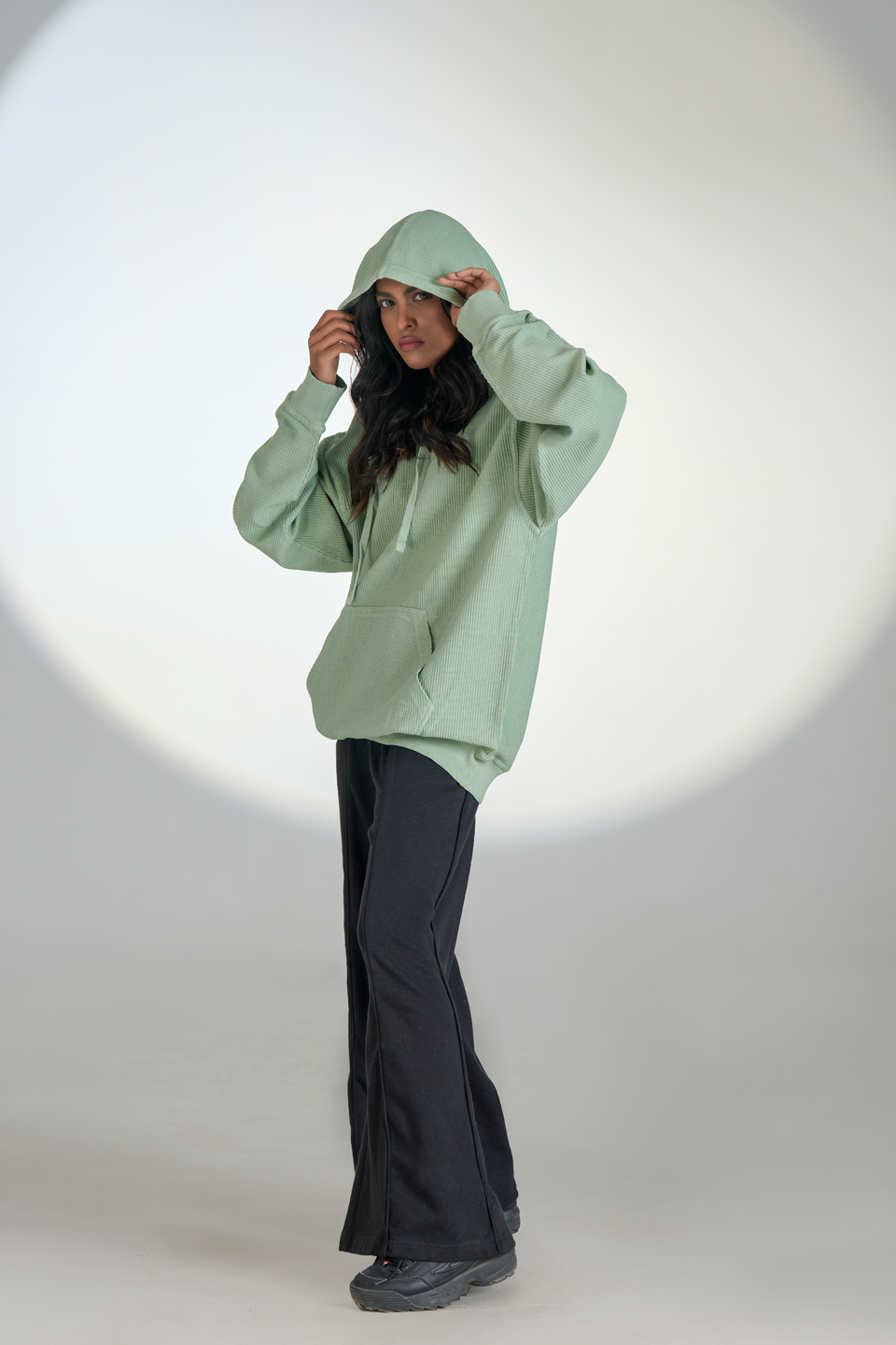 Corduroy Pull Over Hoodie (Mint Green)