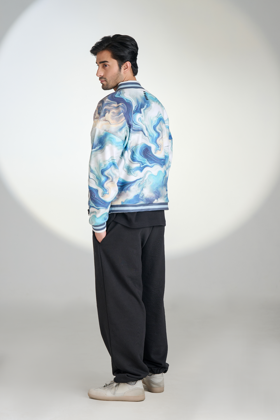 Polar Fleece Digital Print Zipper Bomber (Marbelling)