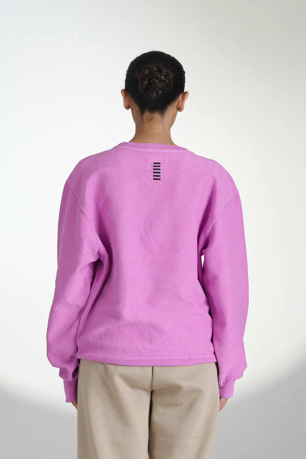 Corduroy Crew Neck Sweatshirt (Pink)