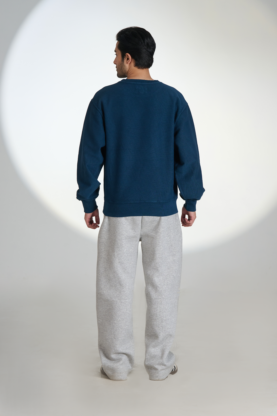 Corduroy Crew Neck Sweatshirt (Navy Blue)