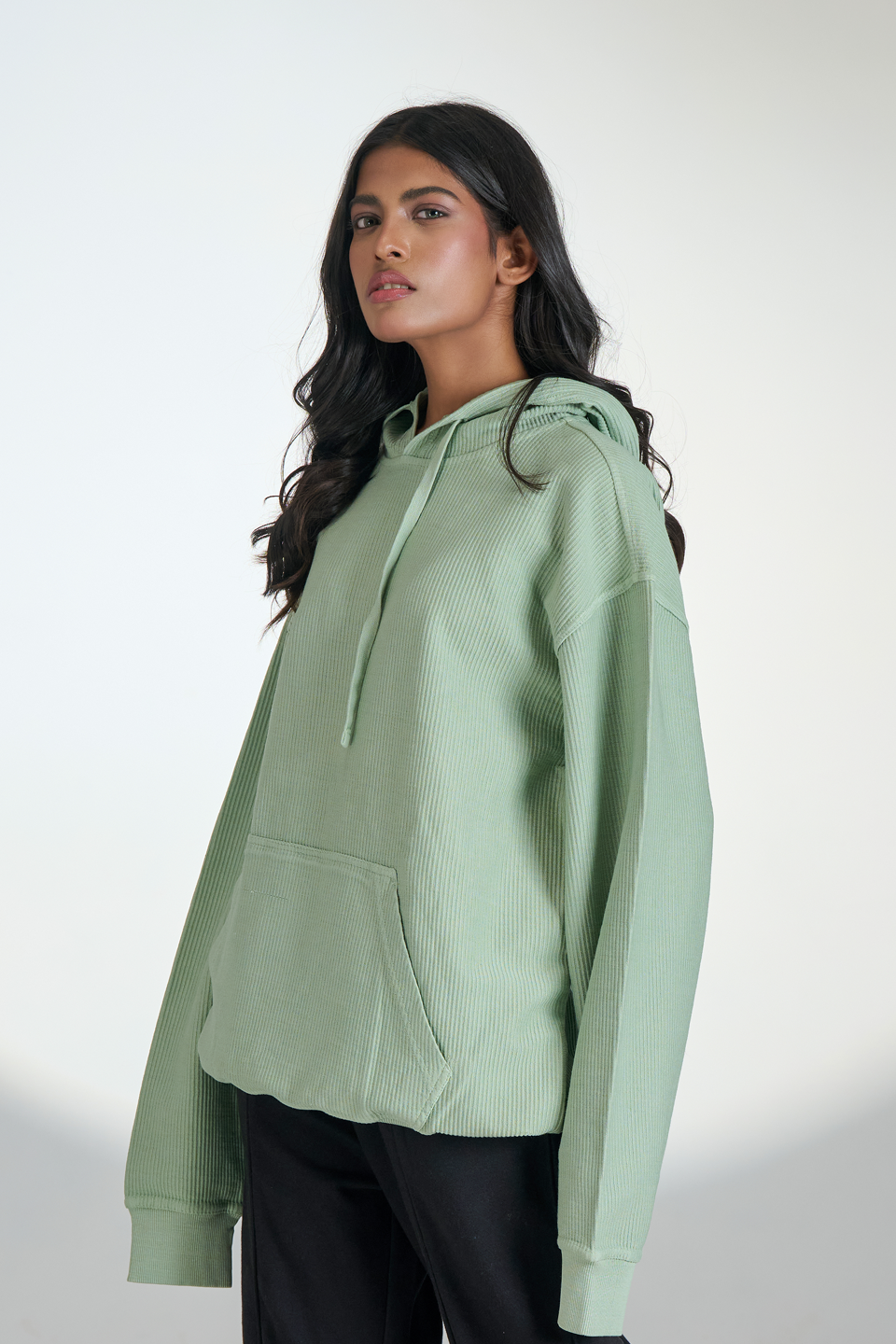 Corduroy Pull Over Hoodie (Mint Green)