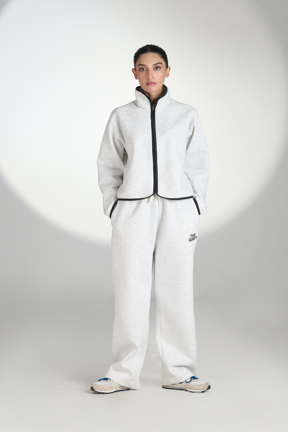 Fleece Zipper Track Jacket (Oatmeal)