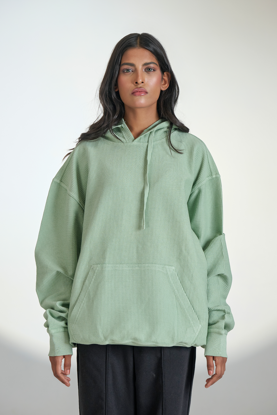 Corduroy Pull Over Hoodie (Mint Green)