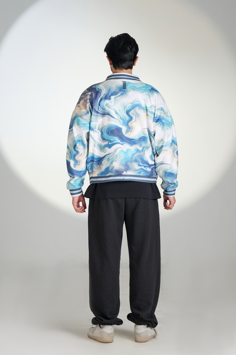 Polar Fleece Digital Print Zipper Bomber (Marbelling)