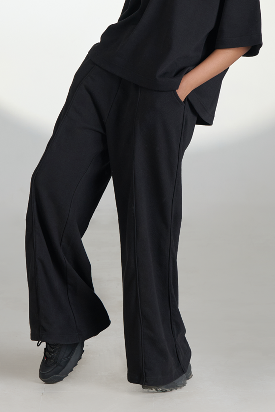Interlock Wide Leg Trousers (Black)