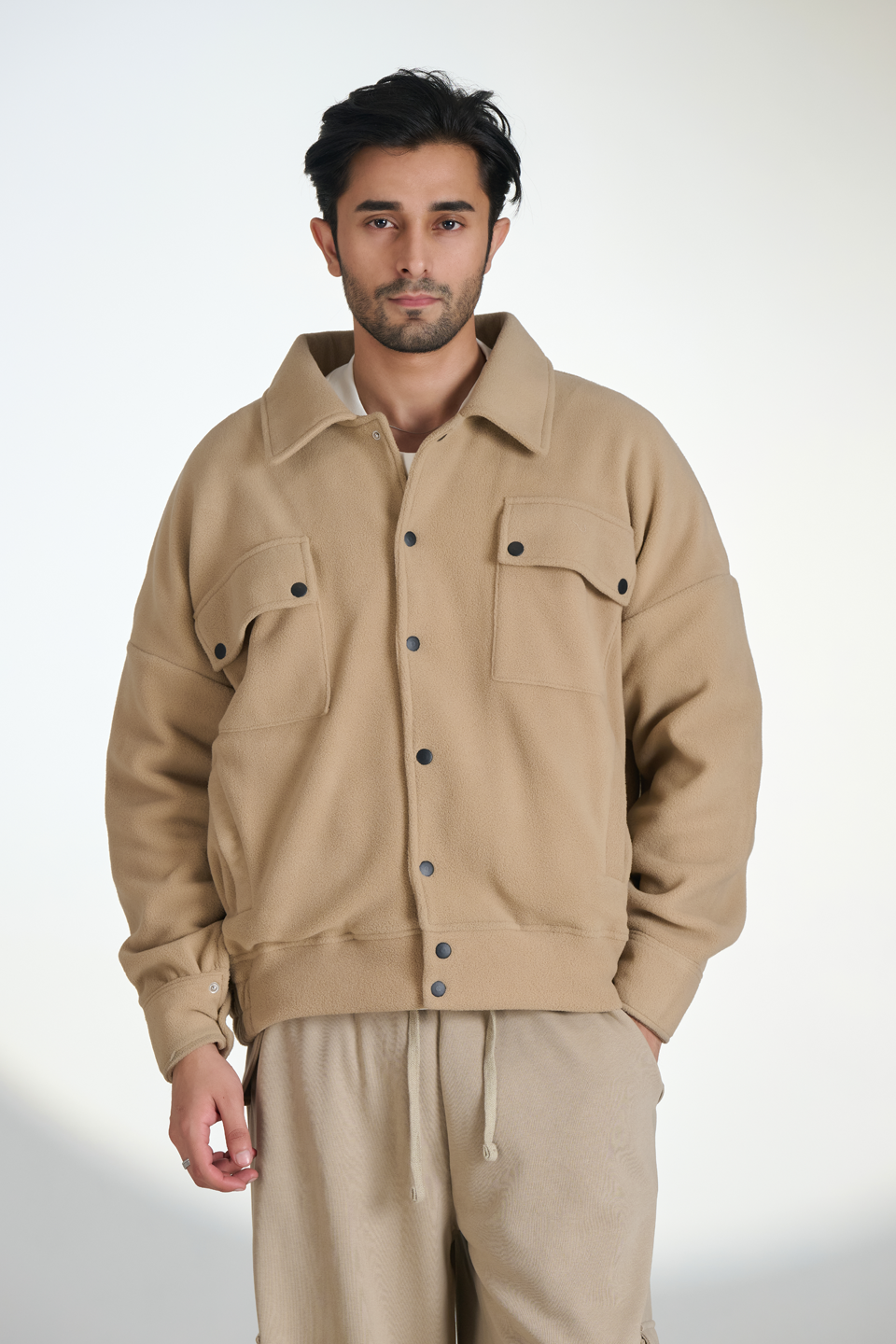 Polar Fleece Multi pocket Jacket (Beige)