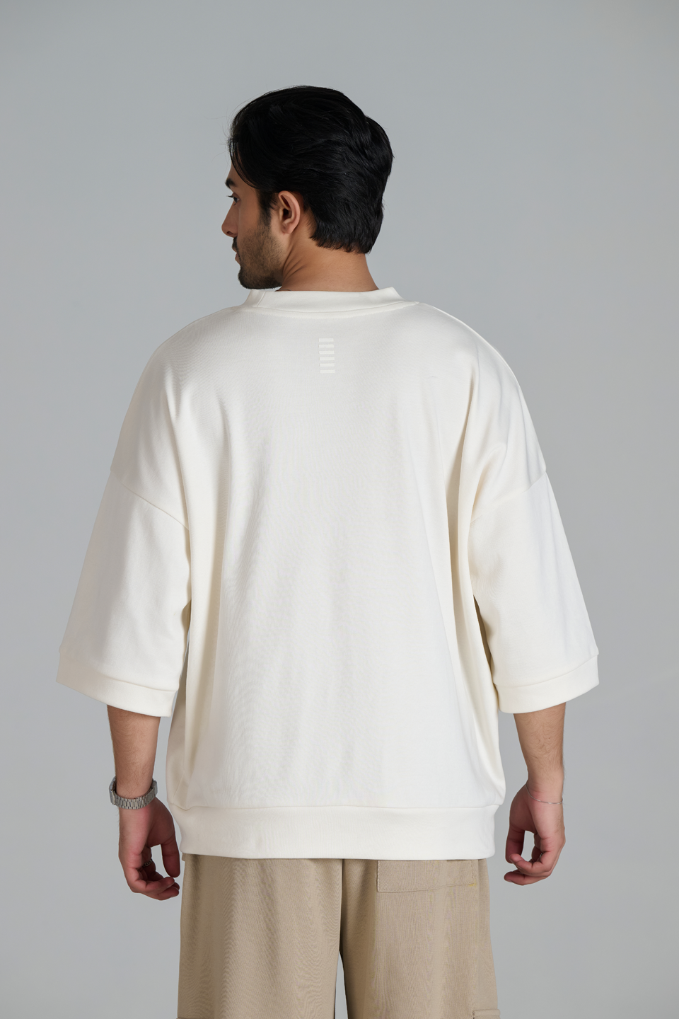 Interlock Mock Neck T-Shirt (Creme)