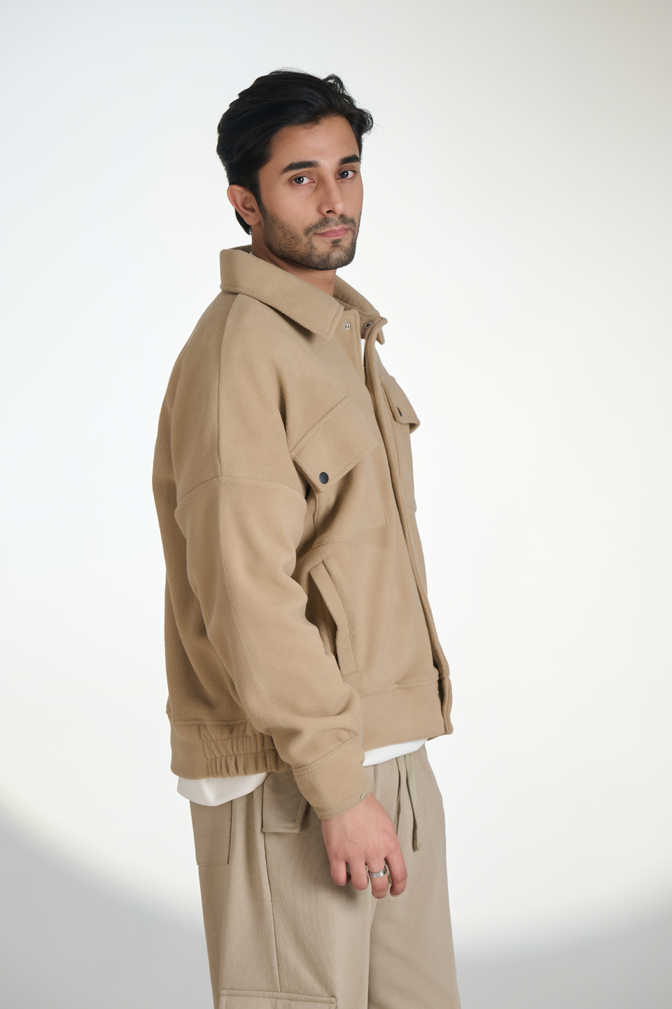 Polar Fleece Multi pocket Jacket (Beige)