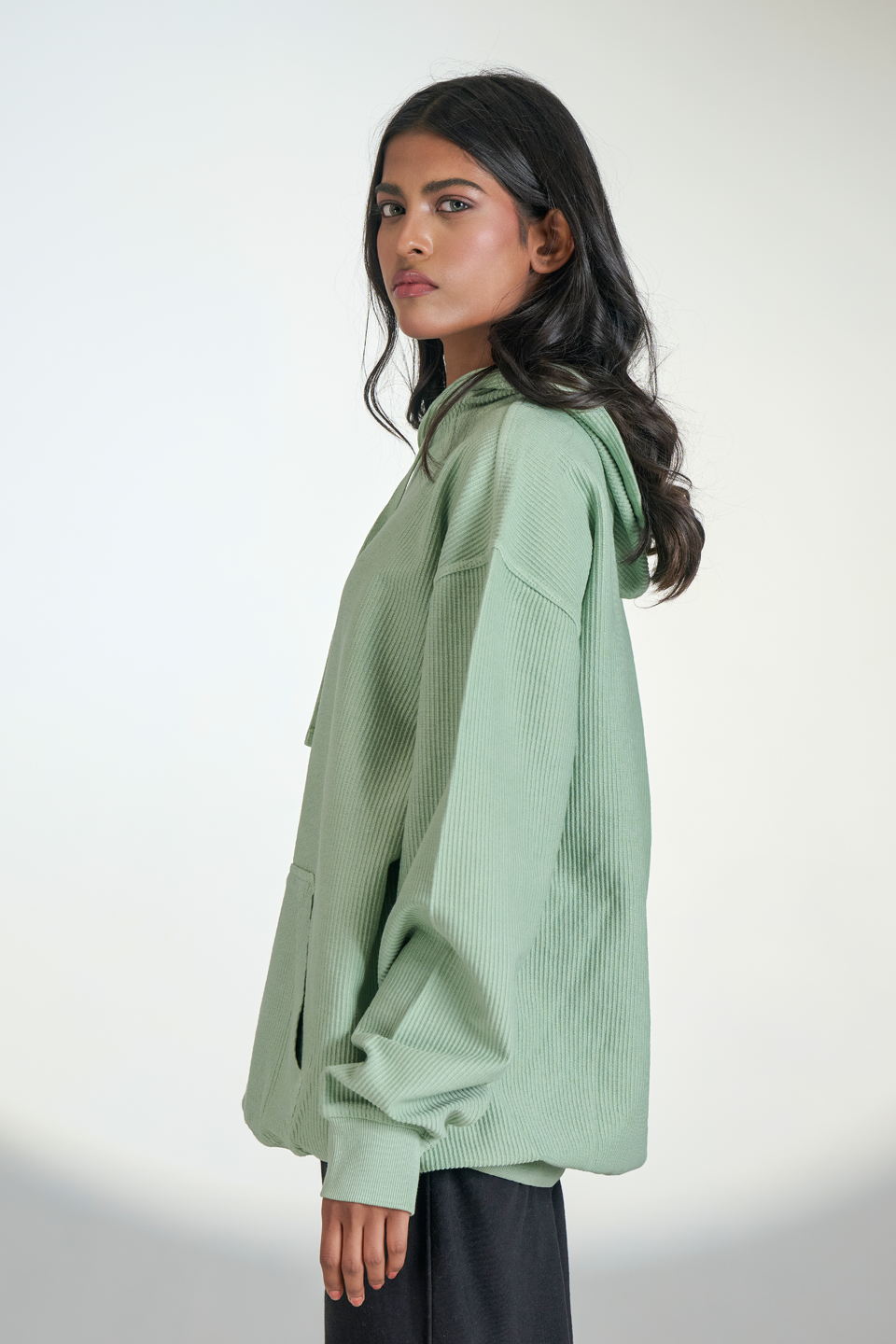 Corduroy Pull Over Hoodie (Mint Green)