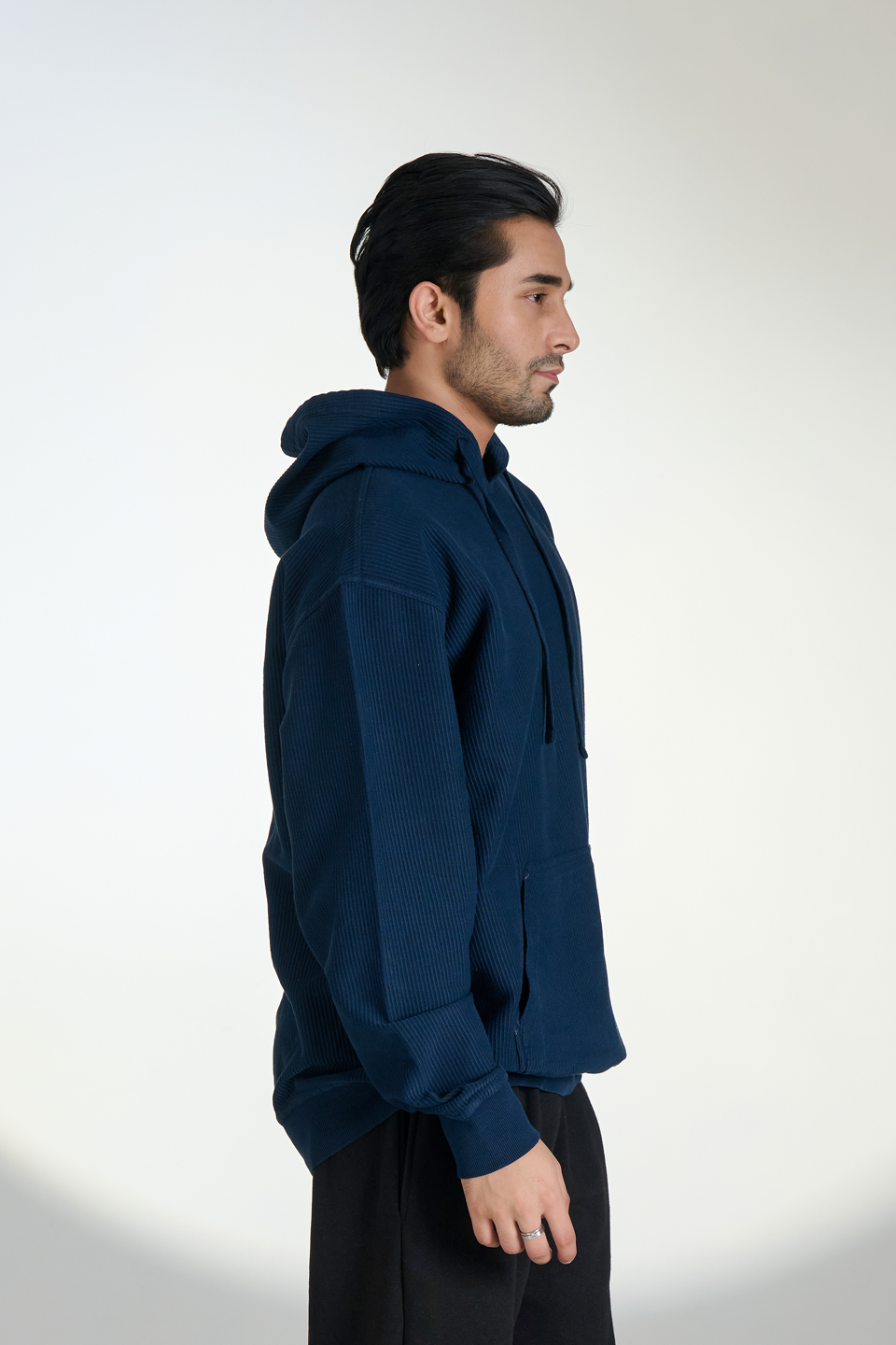 Corduroy Pull Over Hoodie (Navy)