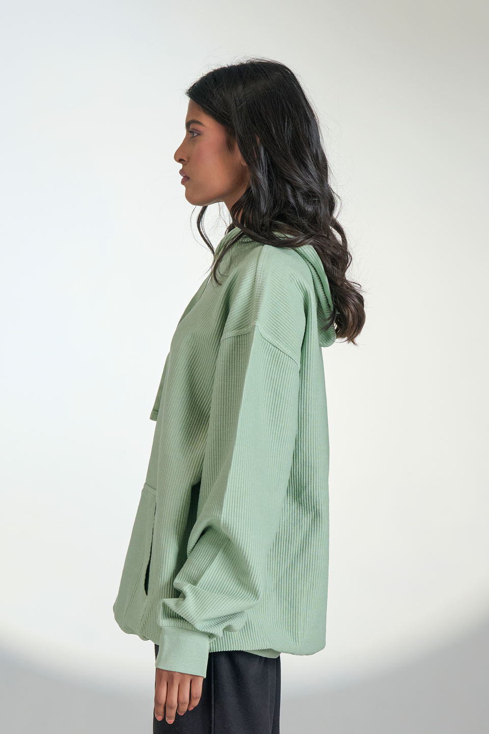 Corduroy Pull Over Hoodie (Mint Green)