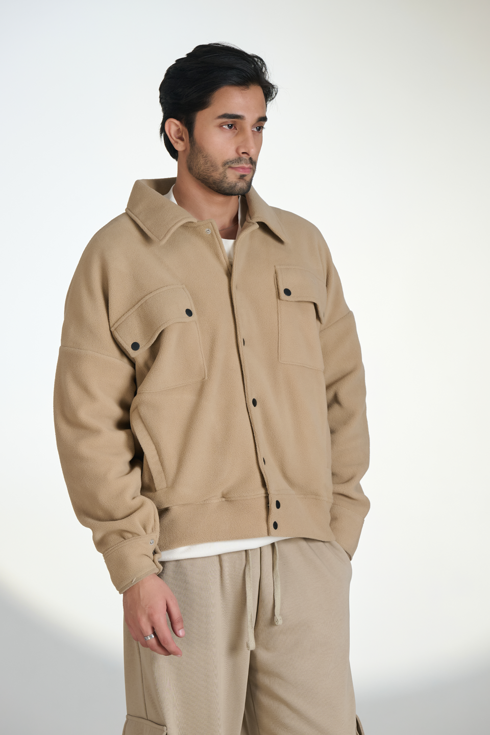 Polar Fleece Multi pocket Jacket (Beige)