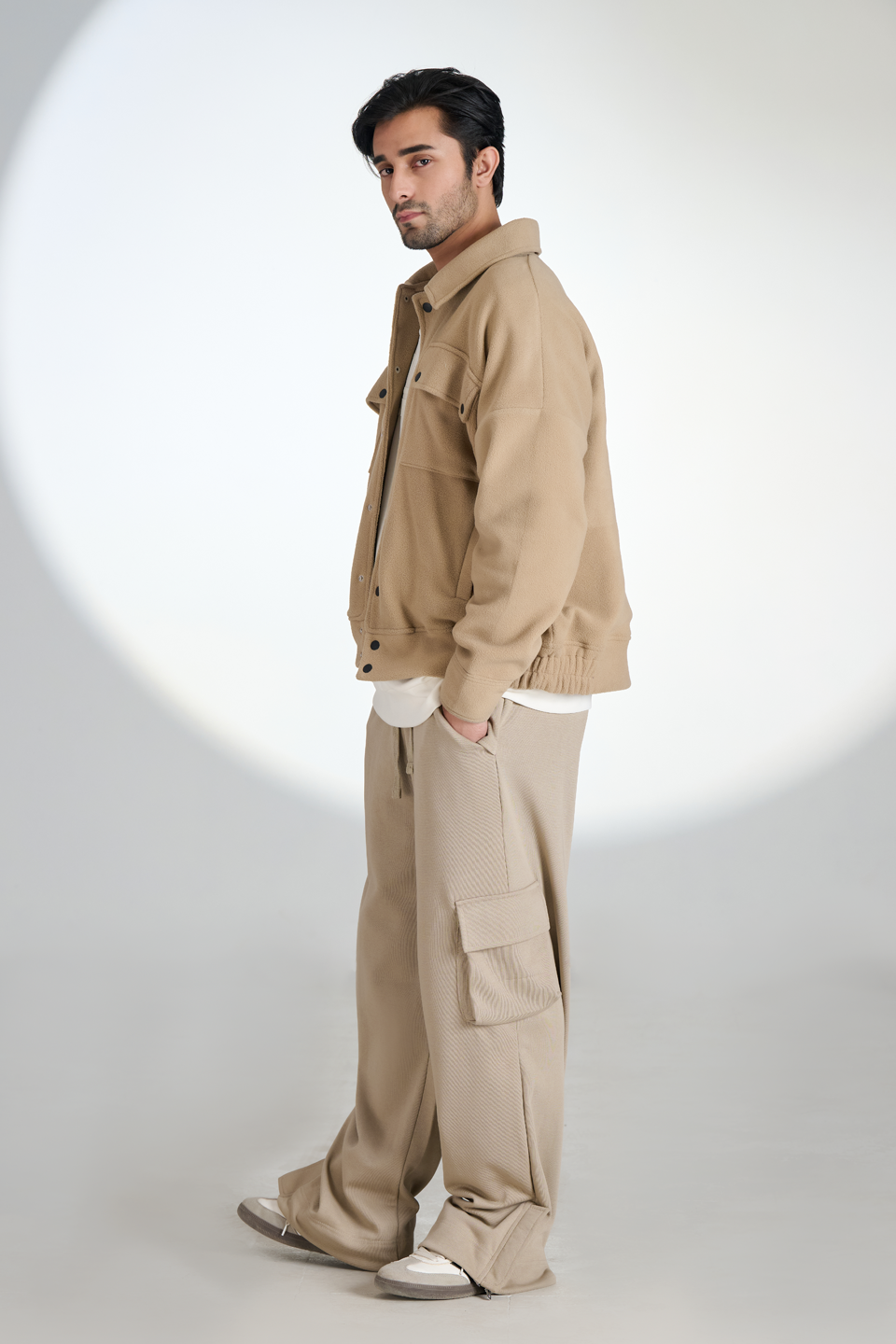 Polar Fleece Multi pocket Jacket (Beige)