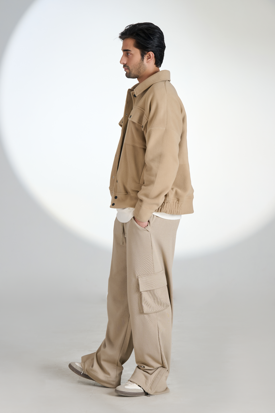 Polar Fleece Multi pocket Jacket (Beige)