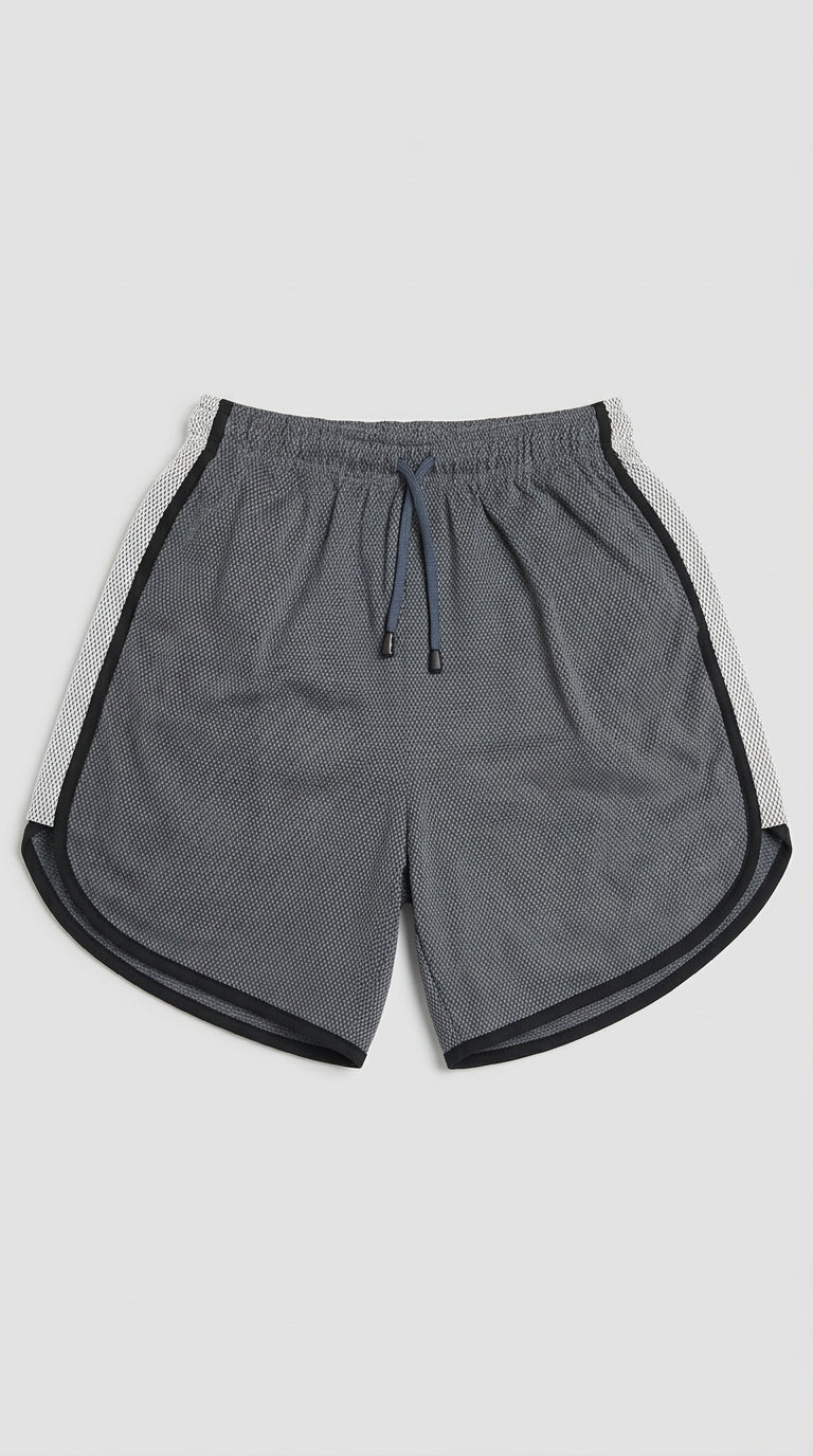GREY LOOSE FIT POPCORN SHORTS