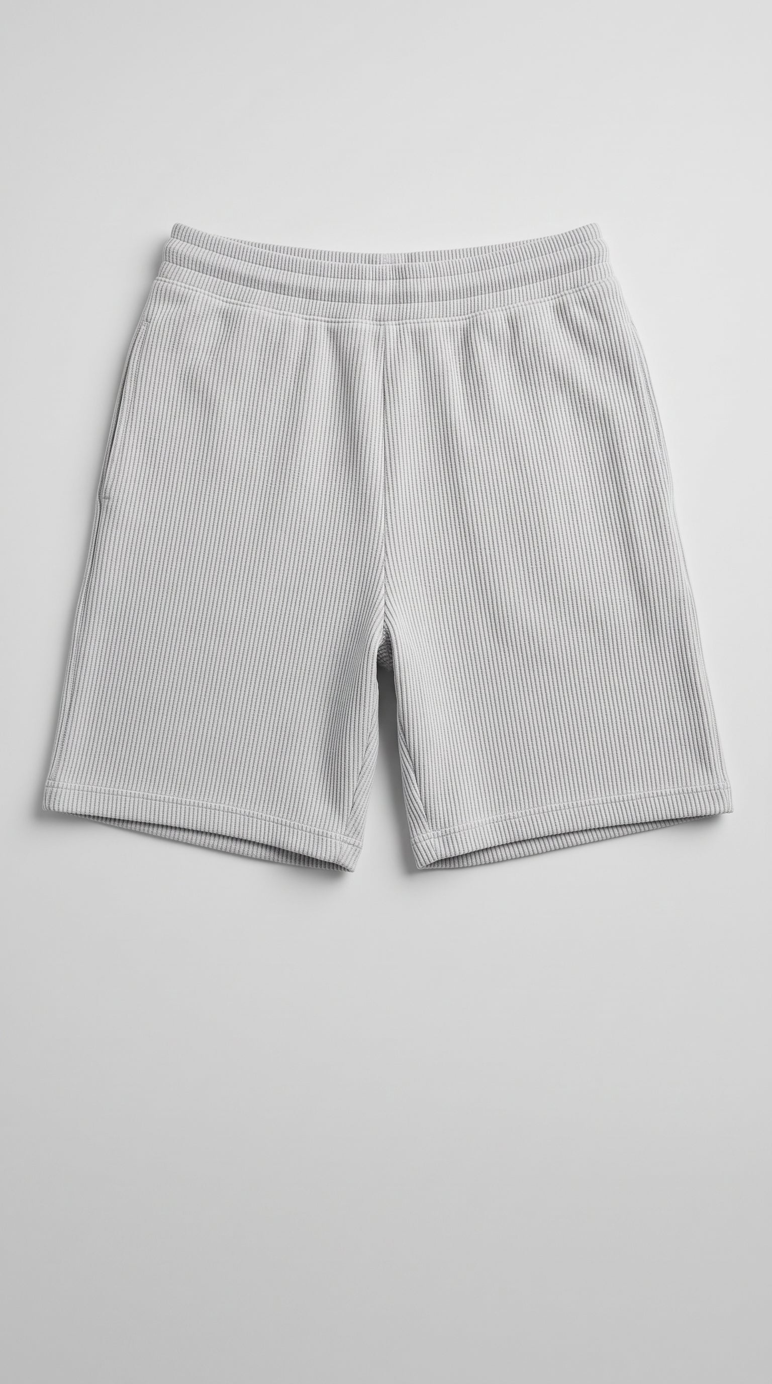 ASH GREY RELAXED FIT CORDUROY RIB SHORTS
