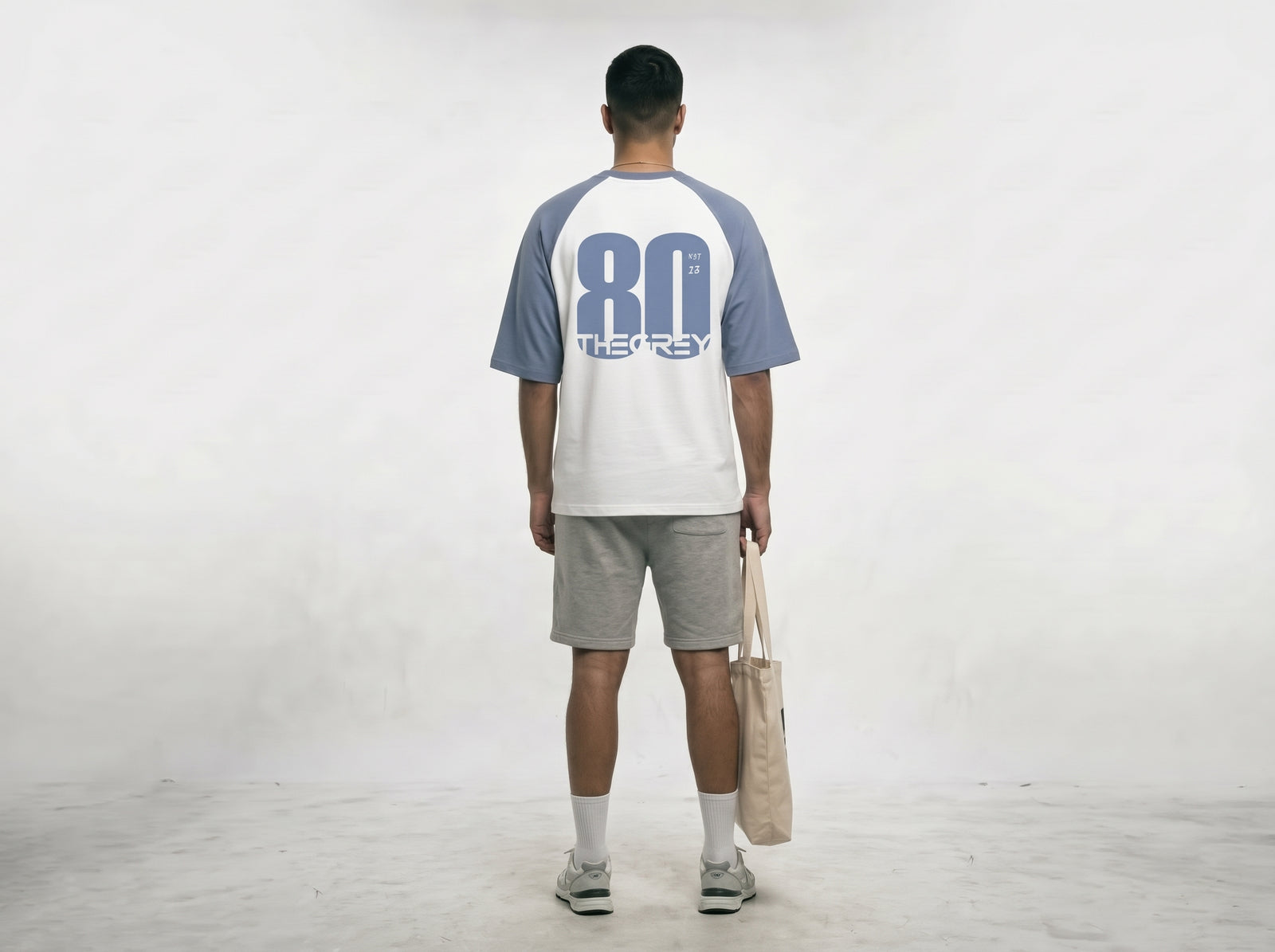 RAGLAN SLEEVE BLUE & WHITE JERSEY T-SHIRT