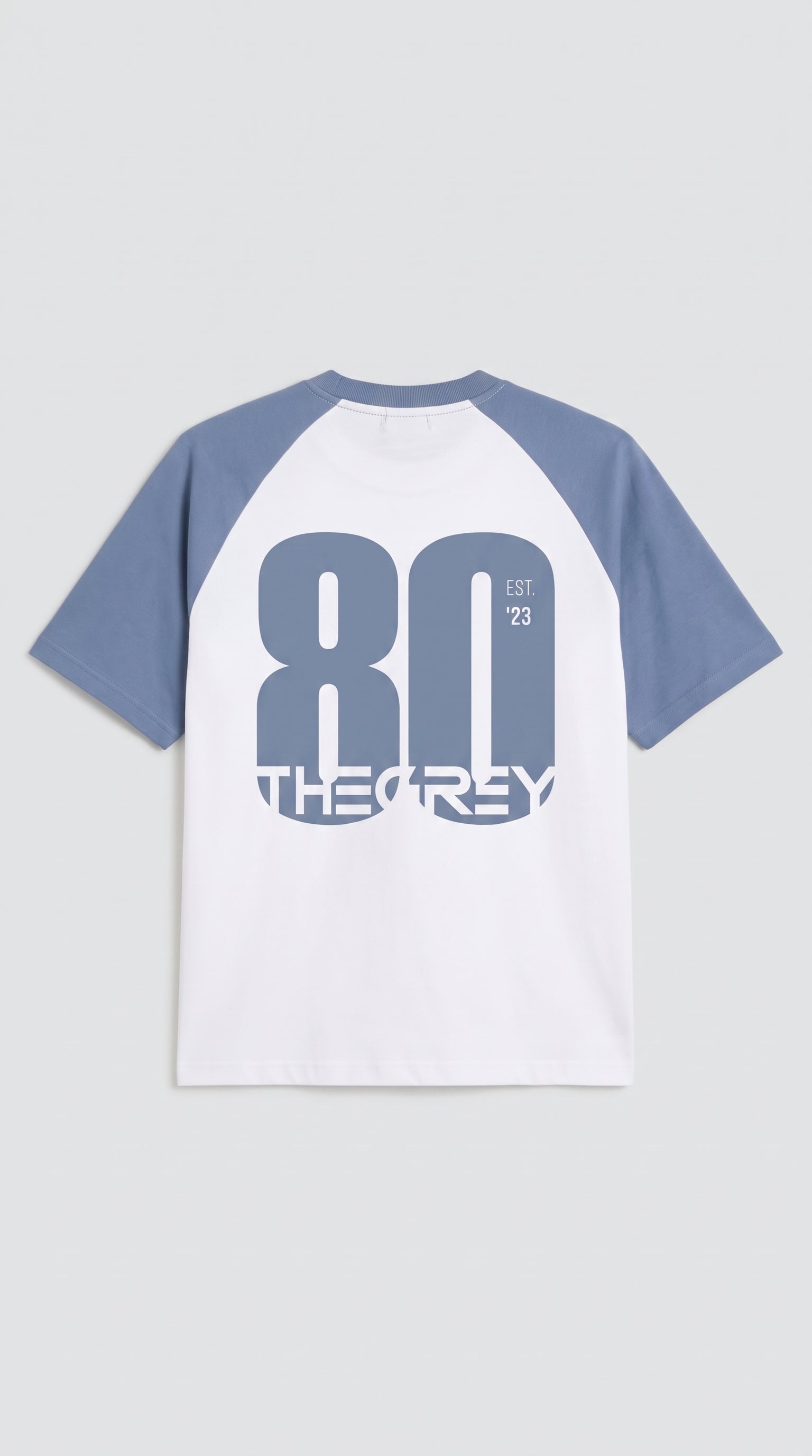 RAGLAN SLEEVE BLUE & WHITE JERSEY T-SHIRT