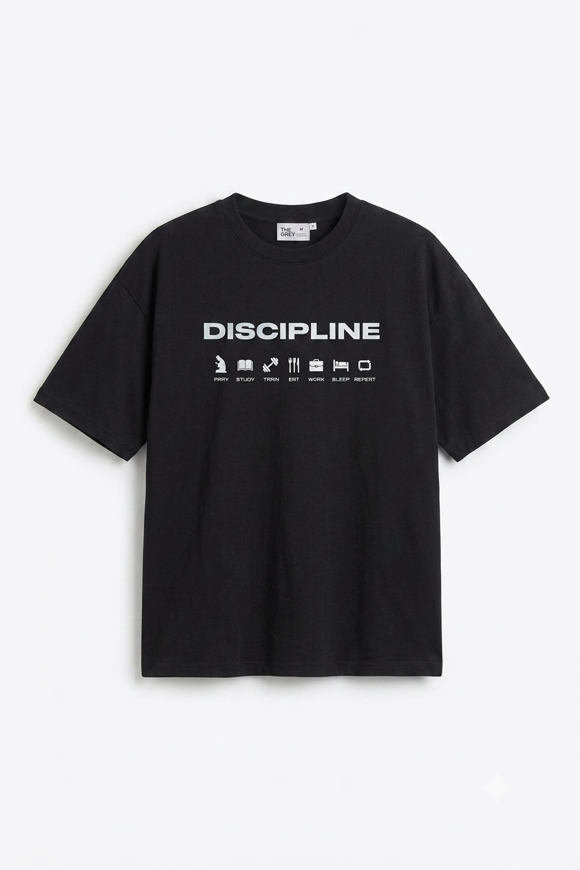 BLACK DROP SHOULDER JERSEY T-SHIRT WITH EMBOSS PRINT
