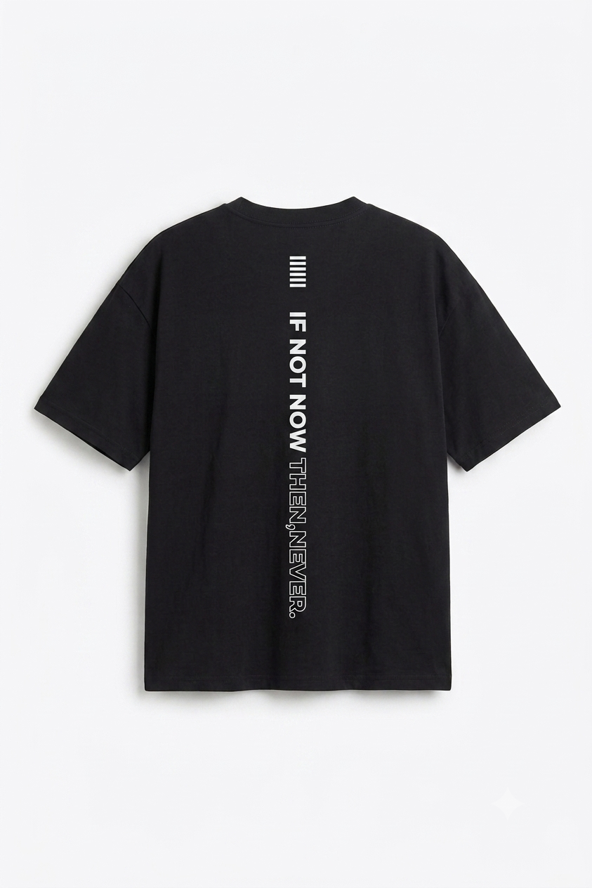 BLACK DROP SHOULDER JERSEY T-SHIRT WITH EMBOSS PRINT