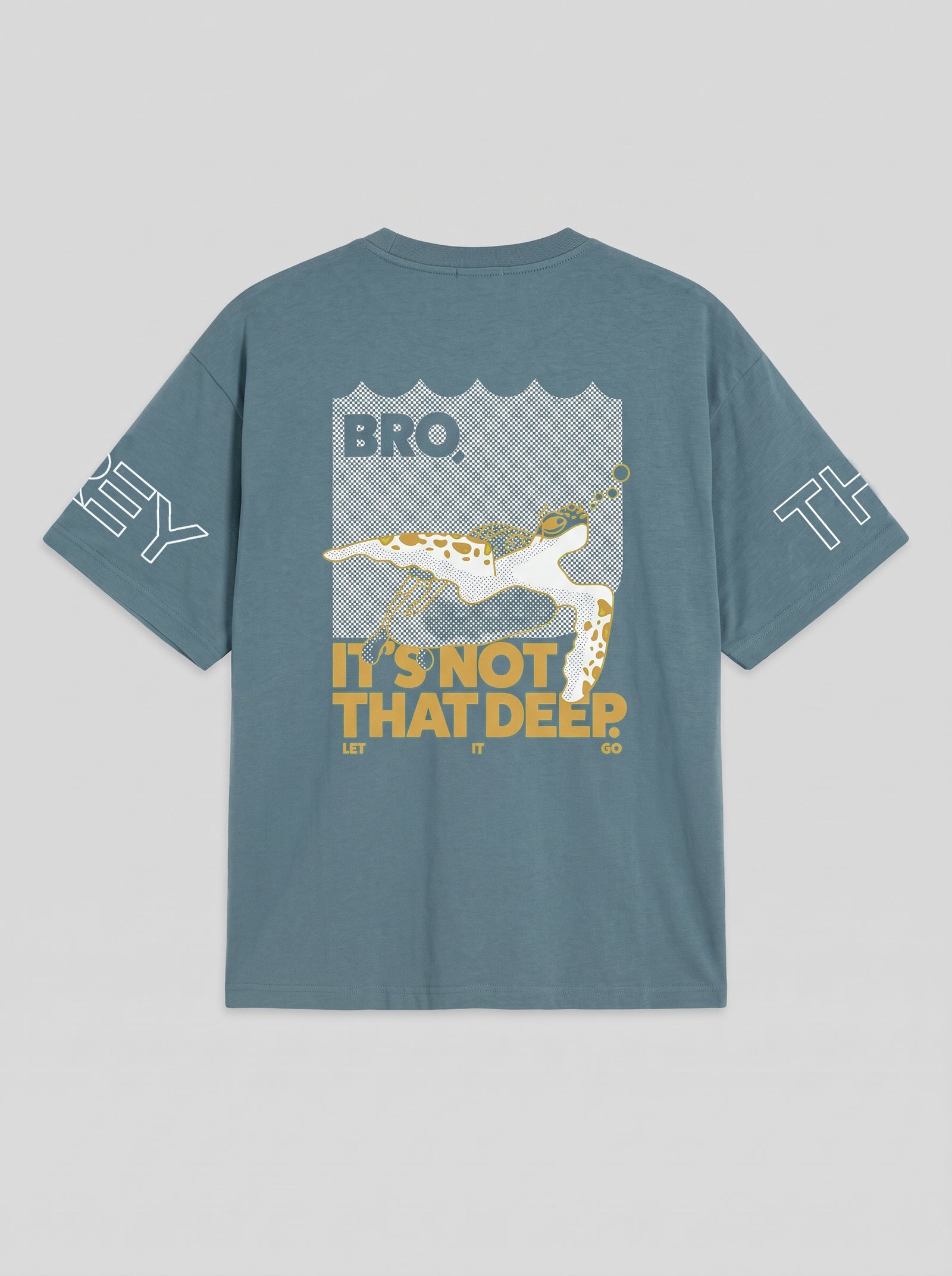 GREEN DROP SHOULDER JERSEY T-SHIRT WITH EMBOSS PRINT