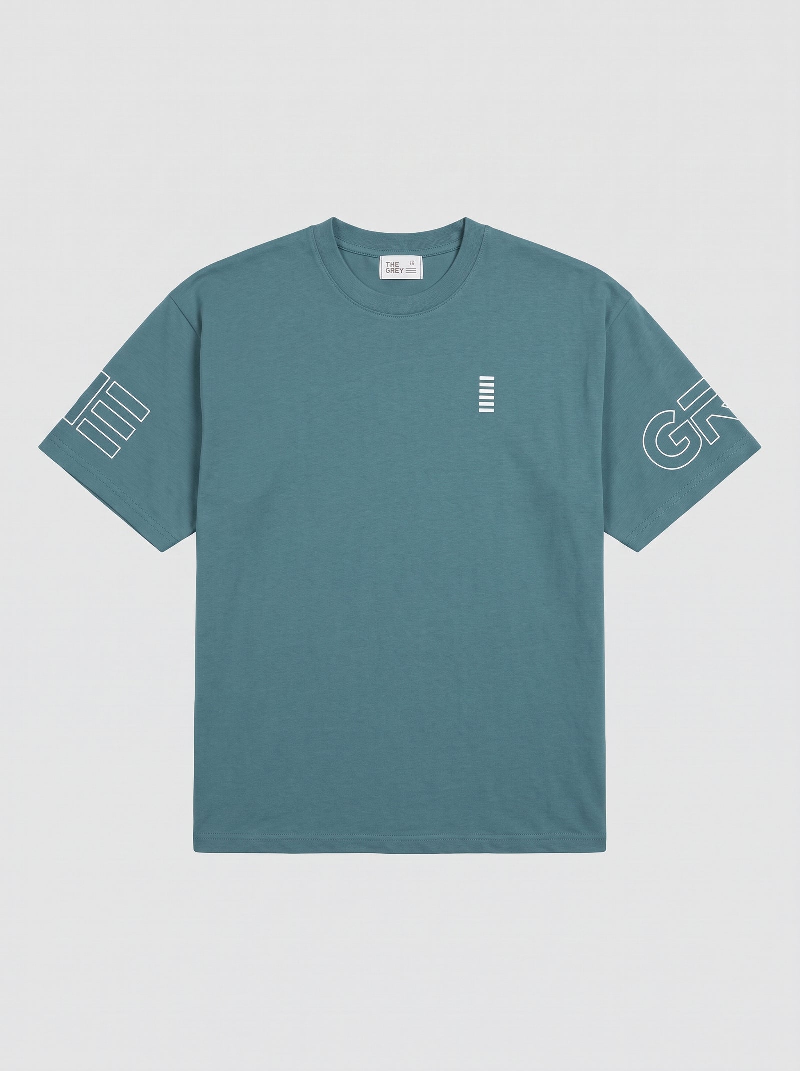 GREEN DROP SHOULDER JERSEY T-SHIRT WITH EMBOSS PRINT